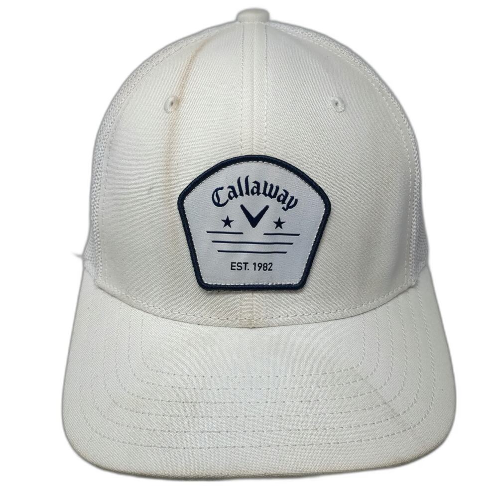 Callaway Trucker Hat White One Size Mesh Snapback Golf Patch Est 1982 Chevron